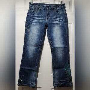 Cowgirl Tuff Women's Denim Blue Jeans 31x31 Boot Cut - "Free & Brave Wings"